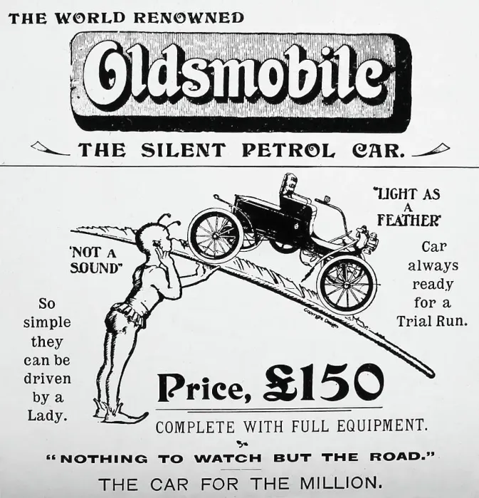 Framed Print : Oldsmobile veteran car advertisement, early 1900s Framed Print : Oldsmobile veteran car advertisement, early 1900s