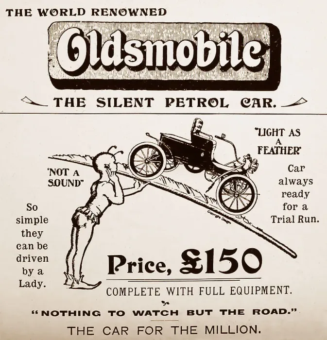 Framed Print : Oldsmobile veteran car advertisement, early 1900s Framed Print : Oldsmobile veteran car advertisement, early 1900s