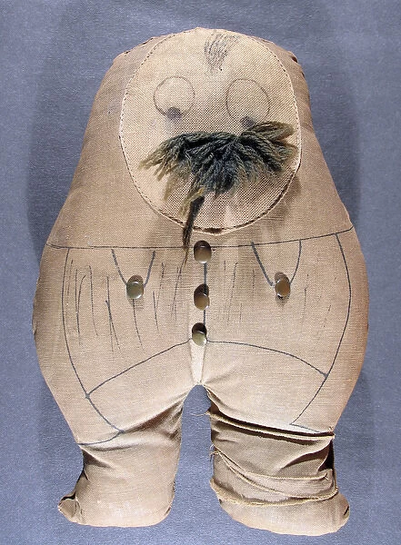 Ole Bill printed fabric doll with wood and button detail