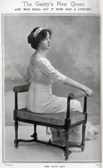 Framed Print : Olive May, actress and Gaiety Girl (1886-1947), formal studio portrait on boudoir chair. Olive Mary Meatyard married into the peerage twice, to Lord Victor Paget in 1913, then following their divorce, to the 10th Earl of Drogheda in 1922 Framed Print : Olive May, actress and Gaiety Girl (1886-1947), formal studio portrait on boudoir chair. Olive Mary Meatyard married into the peerage twice, to Lord Victor Paget in 1913, then following their divorce, to the 10th Earl of Drogheda in 1922