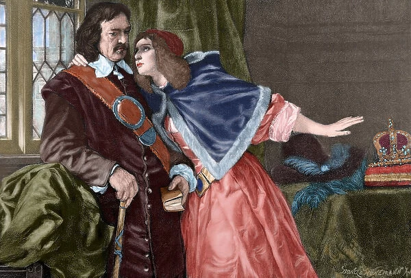 Oliver Cromwell (1599-1658) with his daughter Elizabeth Clay