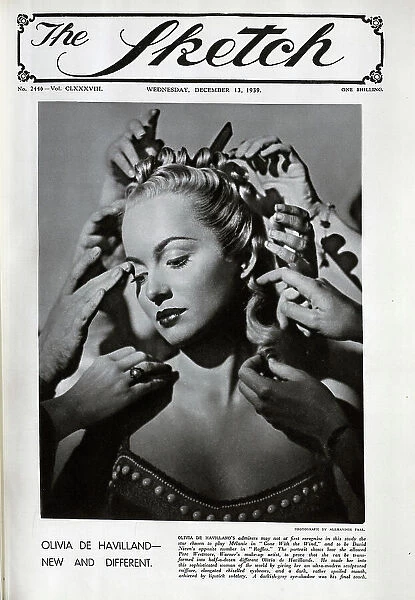 Olivia de Havilland, studio portrait with hands
