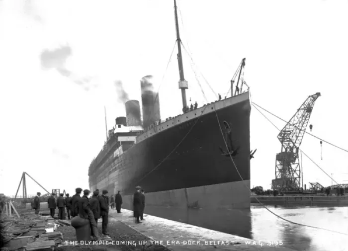 Framed Print : The Olympic Coming Up the Era Dock, Belfast Framed Print : The Olympic Coming Up the Era Dock, Belfast