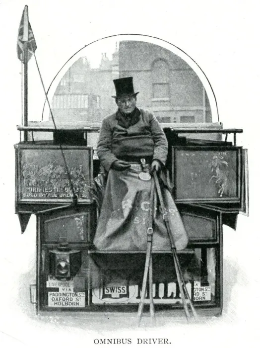 Framed Print : Omnibus driver in the streets of London 1900 Framed Print : Omnibus driver in the streets of London 1900
