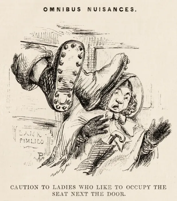 Framed Print : Omnibus nuisances. Caution to ladies who like to occupy the seat next to the door Framed Print : Omnibus nuisances. Caution to ladies who like to occupy the seat next to the door