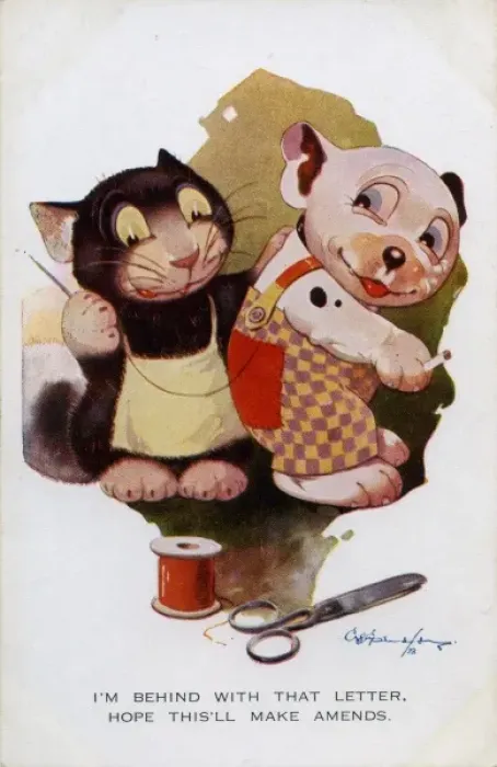 Framed Print : Ooloo mending Bonzos trousers Framed Print : Ooloo mending Bonzos trousers