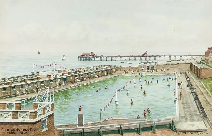 Framed Print : Open Air Bathing Pool, Hunstanton, Norfolk Framed Print : Open Air Bathing Pool, Hunstanton, Norfolk