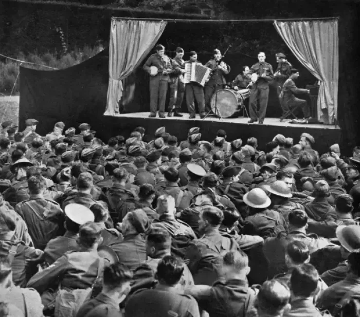 Framed Print : Open-air concert given by soldiers, 1939 Framed Print : Open-air concert given by soldiers, 1939