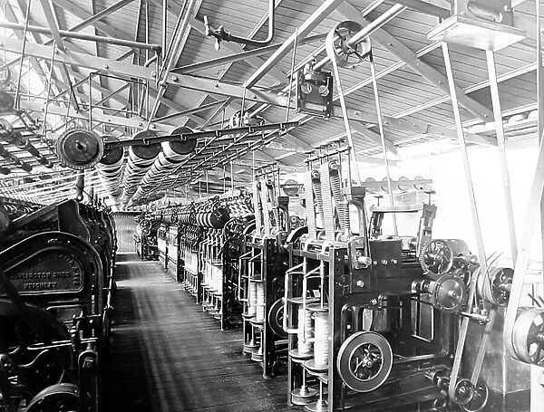 Open Drawing machines in a woollen mill in Bradford