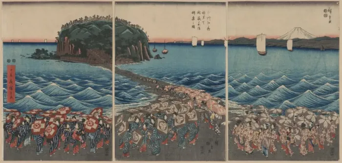 Framed Print : Opening celebration of Benzaiten Shrine at Enoshima in Soshu Framed Print : Opening celebration of Benzaiten Shrine at Enoshima in Soshu
