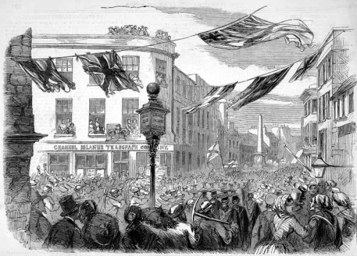 Framed Print : Opening of the Channel Islands Telegraph Framed Print : Opening of the Channel Islands Telegraph
