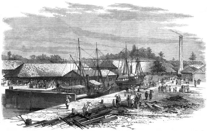 Framed Print : Opening a new dock at Singapore, 1869 Framed Print : Opening a new dock at Singapore, 1869