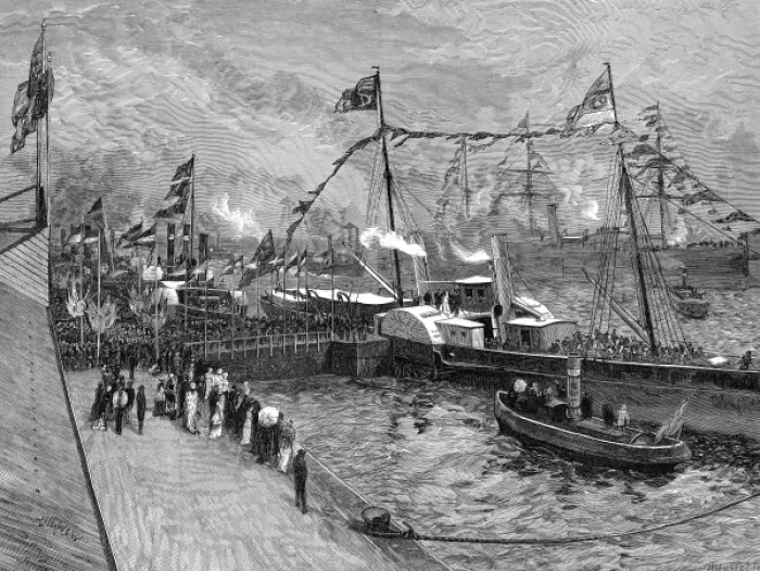 Framed Print : Opening of the Royal Albert Dock at Woolwich Framed Print : Opening of the Royal Albert Dock at Woolwich