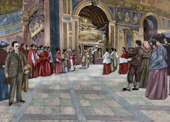 Framed Print : Opening of sepulchral monument of Pope Innocent III in the B Framed Print : Opening of sepulchral monument of Pope Innocent III in the B