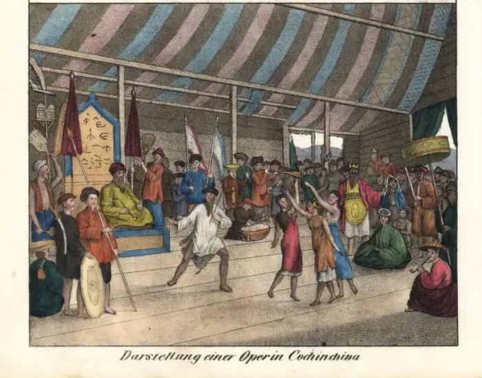 Framed Print : Opera performance in Cochinchina (southern Vietnam)