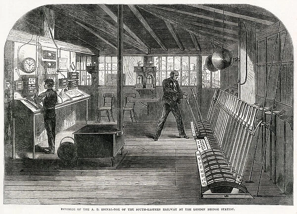 Operating the levers in the signal box at London Bridge