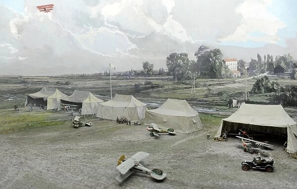 Operational airfield in World War 1. Diorama