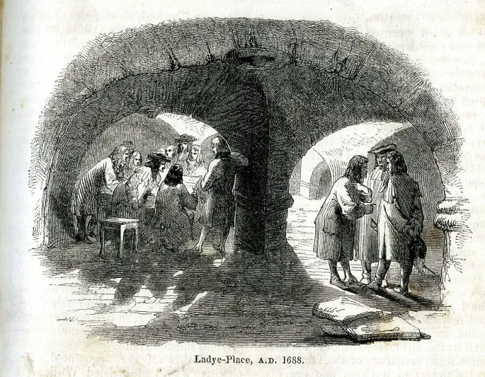 Framed Print : Orange Party meeting in vaults, Ladye Place, Berkshire Framed Print : Orange Party meeting in vaults, Ladye Place, Berkshire