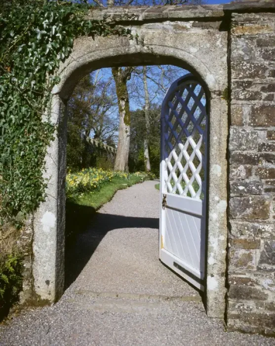 Framed Print : Orchard gate, Cotehele House, Tamar Valley, Cornwall Framed Print : Orchard gate, Cotehele House, Tamar Valley, Cornwall