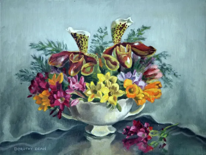 Framed Print : Orchids and Friesias Framed Print : Orchids and Friesias