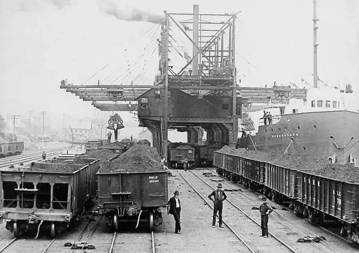 Framed Print : Ore docks Conneaut Ohio USA early 1900s Framed Print : Ore docks Conneaut Ohio USA early 1900s