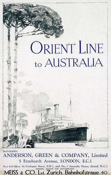 Orient Line poster. Poster advertising the Orient Line route to Australia