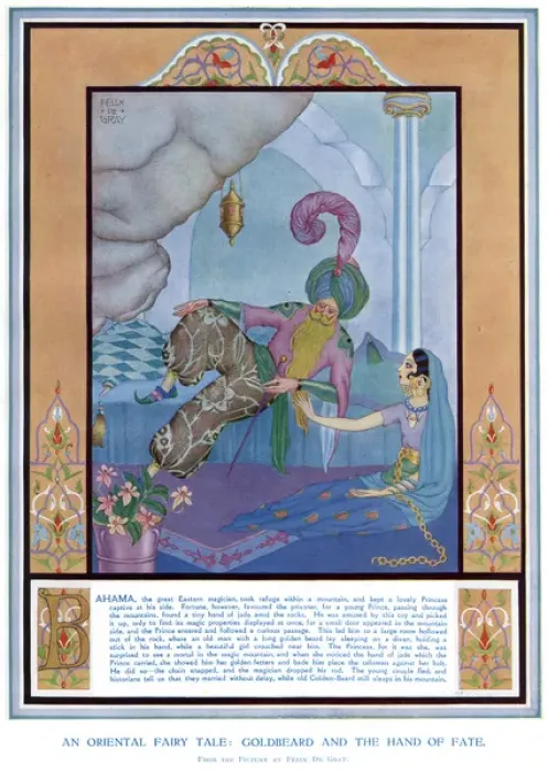 Framed Print : An Oriental Fairy Tale - Goldbeard & the Hand of Fate Framed Print : An Oriental Fairy Tale - Goldbeard & the Hand of Fate