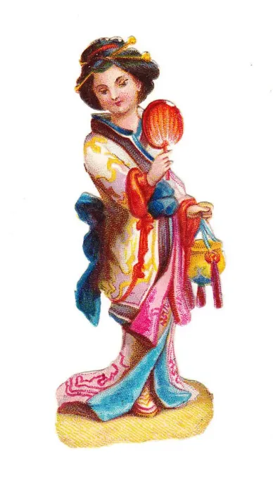 Framed Print : Oriental woman on a Victorian scrap Framed Print : Oriental woman on a Victorian scrap