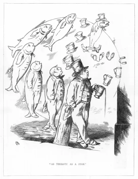 Framed Print : Origin Species, CH Bennett, Beer drinker - fish Framed Print : Origin Species, CH Bennett, Beer drinker - fish