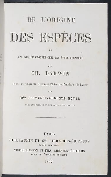 The Origin of Species title page - French edition