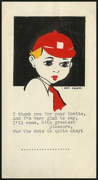 Original Artwork - Card accepting a party invitation