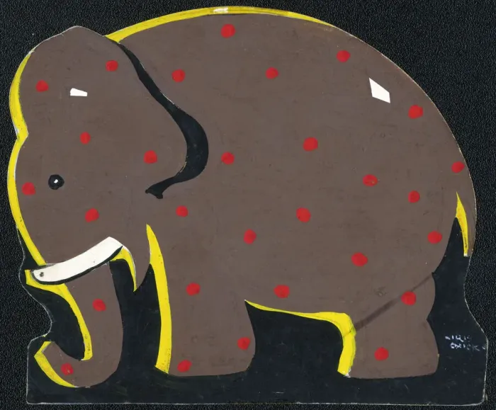 Framed Print : Original Artwork - Noahs Elephant with red spots Framed Print : Original Artwork - Noahs Elephant with red spots