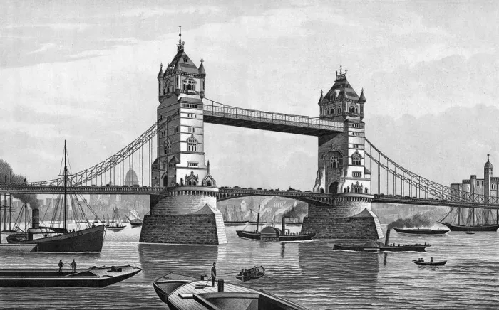Framed Print : Original Design for the New Tower Bridge, London Framed Print : Original Design for the New Tower Bridge, London