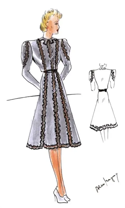 Framed Print : Original Fashion Illustration by Dora Sprinzel Framed Print : Original Fashion Illustration by Dora Sprinzel