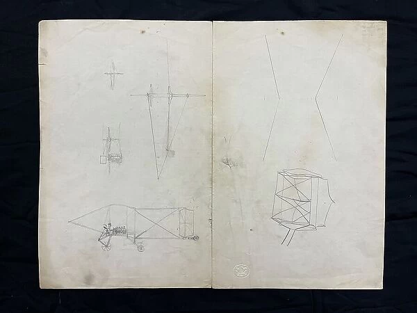 Original pencil design of biplanes, Samuel Cody Archive