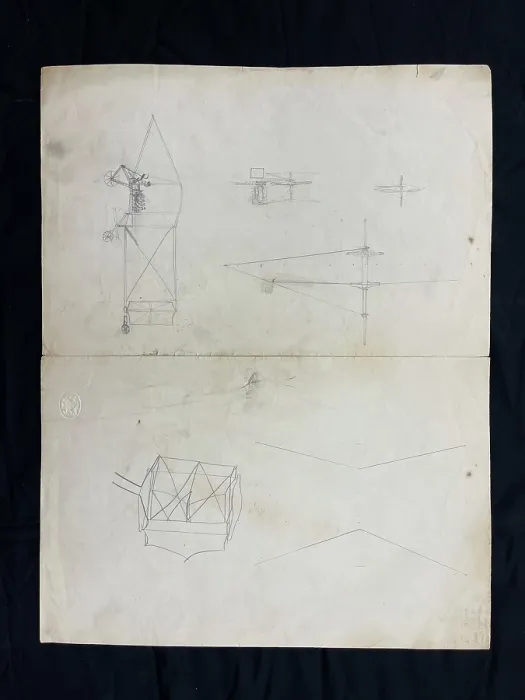 Framed Print : Original pencil design of biplanes, Samuel Cody Archive Framed Print : Original pencil design of biplanes, Samuel Cody Archive