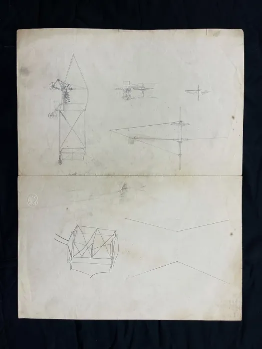 Framed Print : Original pencil design of biplanes, Samuel Cody Archive Framed Print : Original pencil design of biplanes, Samuel Cody Archive