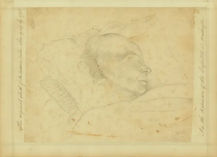 Framed Print : The original sketch of Mr. Adams, taken when dying by AJS. i Framed Print : The original sketch of Mr. Adams, taken when dying by AJS. i