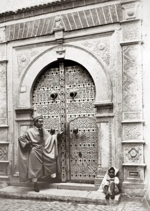 Framed Print : Ornate doorway, Tunis, Tunisia, circa 1890s Framed Print : Ornate doorway, Tunis, Tunisia, circa 1890s