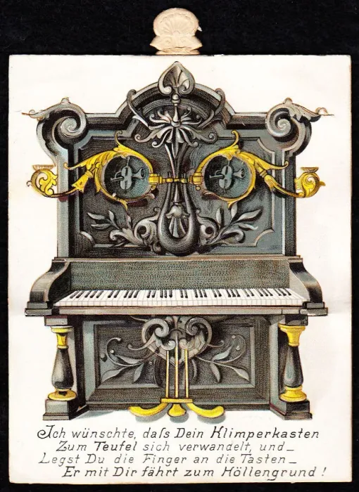 Framed Print : Ornate piano on a German greetings card Framed Print : Ornate piano on a German greetings card