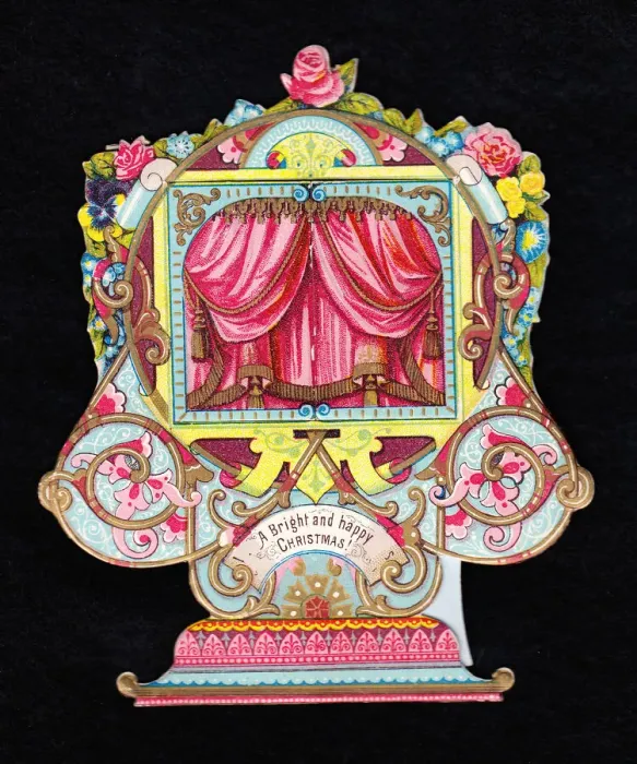 Framed Print : Ornate toy theatre on a cutout Christmas card Framed Print : Ornate toy theatre on a cutout Christmas card
