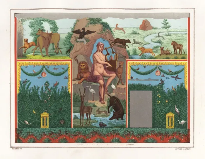 Framed Print : Orpheus with lyre from the viridarium (garden) Framed Print : Orpheus with lyre from the viridarium (garden)