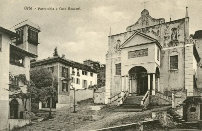 Framed Print : Orta San Giulio - Italy - Parrochia and Casa Rusconi