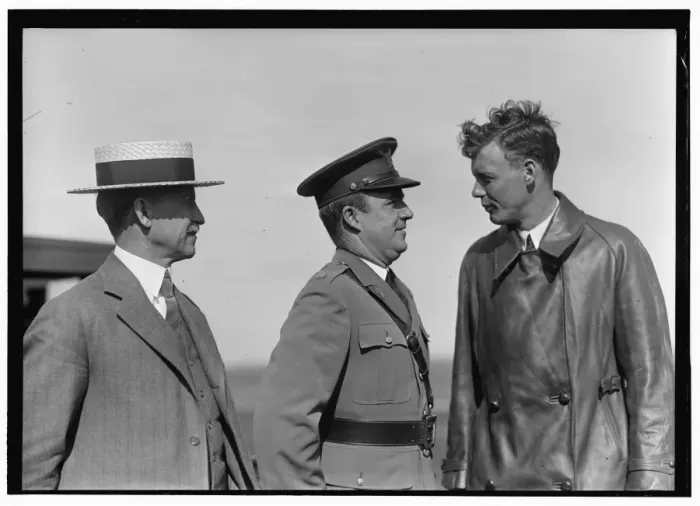 Framed Print : Orville Wright, Major John F. Curry, and Colonel Charles Lin
