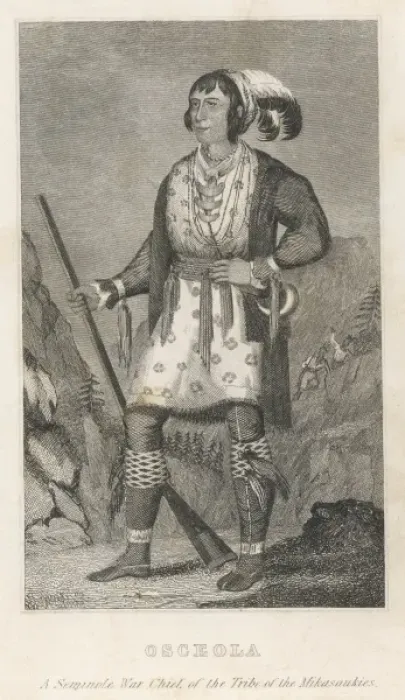Framed Print : OSCEOLA, leader of the Seminoles in their resistance to forced emigration; he was tricked Framed Print : OSCEOLA, leader of the Seminoles in their resistance to forced emigration; he was tricked