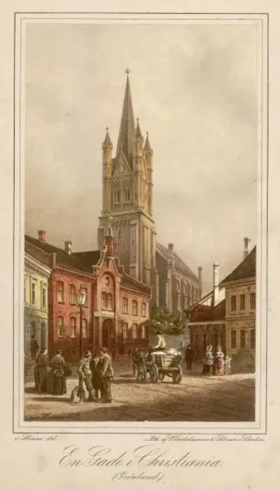 Framed Print : Oslo / Street / Church 1872 Framed Print : Oslo / Street / Church 1872