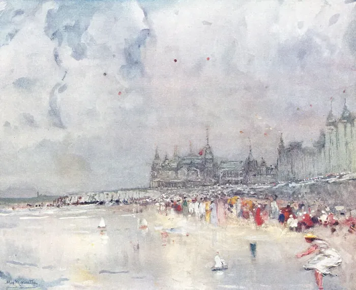Framed Print : Ostende. This painting shows a heavily populated beach in Ostend Framed Print : Ostende. This painting shows a heavily populated beach in Ostend