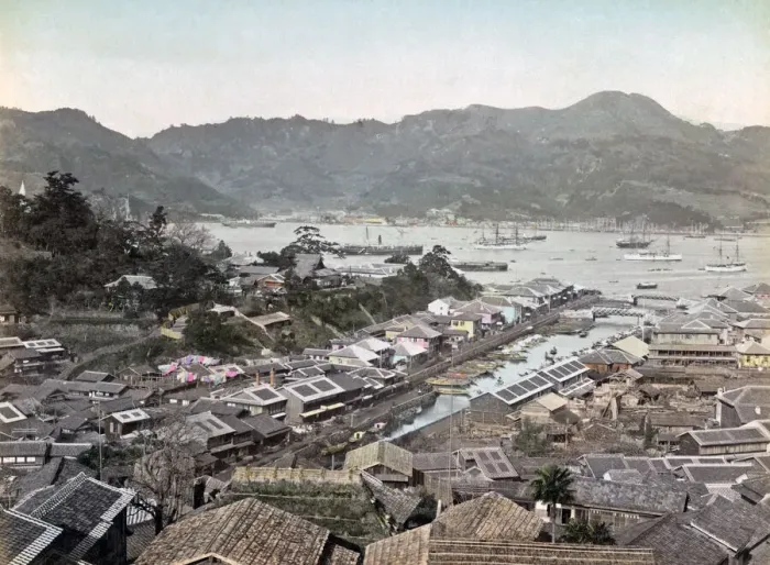 Framed Print : Oura, Nagasaki, Japan circa 1880s. Date: circa 1880s Framed Print : Oura, Nagasaki, Japan circa 1880s. Date: circa 1880s