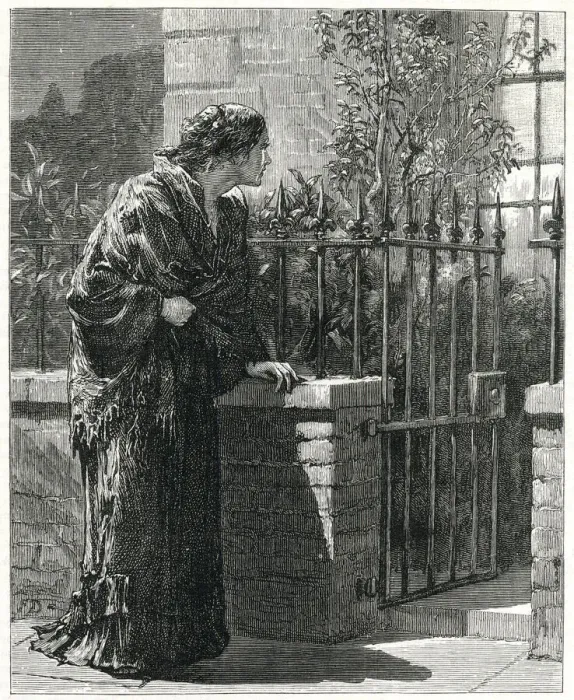 Framed Print : Outcast woman outside a house 1871 Framed Print : Outcast woman outside a house 1871