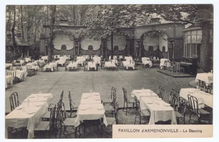 Framed Print : Outdoor summer dancing area at the Pavillon d Armononville Framed Print : Outdoor summer dancing area at the Pavillon d Armononville
